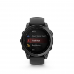 Garmin fēnix E k&auml;ekell, 47mm, halli v&auml;rvi teras, musta silikoonrihmaga
