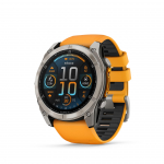 Garmin fēnix&nbsp;8 AMOLED Sapphire k&auml;ekell, 51 mm, titaan koos s&auml;deoranži/grafiidist silikoonrihmaga