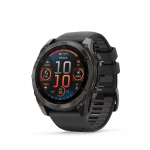Garmin fēnix ​​8 AMOLED Sapphire k&auml;ekell, 51 mm, S&uuml;siniku hall DLC koos musta/kruusakarva halli silikoonrihmaga