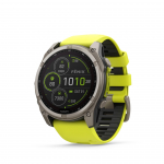 Garmin fēnix 8 Solar Sapphire k&auml;ekell, 51 mm, titaanist, silikoonist rihmaga, banaanikollane / grafiit
