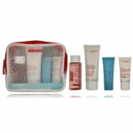 Clarins Head to Toe Moisturizing Essentials komplekt (losjoon + mitsellaarvesi + kreem + k&auml;tekreem + kosmeetikakott) - 1 tk.