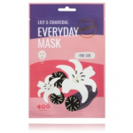 DEARBOO Everyday Mask Pore Care Lily & Charcoal puhastav lehtn&auml;omask - 1 tk.