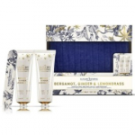 The Luxury Bathing Company Bergamot, Ginger & Lemongrass kehakomplekt (kehakreem 50 ml + k&auml;tekreem 50 ml + viil + kosmeetikakott) - 1 tk.