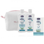 Chicco Baby Moments komplekt beebidele (vannivaht 200 ml + &scaron;ampoon 200 ml + seep 100 g + kosmeetikakott) - 1 tk.