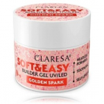 Claresa Soft & Easy Builder Gel UV / LED geel k&uuml;&uuml;nte pikendamiseks - Golden Spark 12 g.