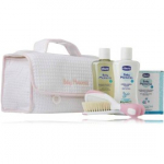 Chicco Baby Moments komplekt beebidele (pesugeel 200 ml + kehakreem 200 ml + parf&uuml;&uuml;m 100 ml + hari + kosmeetikakott) - 1 tk.