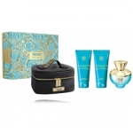 Versace Pour Femme Dylan Turquoise komplekt naistele (100 ml. EDT + 100 ml. kehageel + 100 ml. du&scaron;igeel + kosmeetikakott)