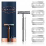 Gillette King C. Double Edge Safety Razor meestele + 5 tk. žiletiterad - 1 tk.