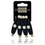 GLAMOUR mustad juuksekummid p&auml;rlitega 4 tk