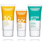Clarins Sun Care Travel Set reisikomplekt (30 ml SPF30 + 75 ml SPF50+ + 75 ml palsam) - Komplekt