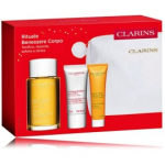 Clarins Rituale Benessere Corpo komplekt (100 ml &otilde;li + 30 ml kehakoorija + 30 ml kehapalsam + kosmeetikakott) - Komplekt