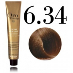 Fanola Oro Therapy Oro Puro Color Keratin Gold & Argan Oil Permanent Coloring Cream v&auml;rvimiskreem juustele ilma ammoniaagita - 6.34 Gold Copper