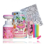 HiSkin Kids Summer Pink komplekt lastele (vaht + pliiatsid + v&auml;rviraamat + kehapesuvahend) - 1 tk.