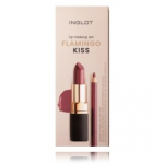 Inglot Lip Makeup Set Flamingo Kiss huulepulgakomplekt (4 g huulepulk + 1,13 g huulepliiats) - Komplekt