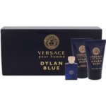 Versace Dylan Blue Pour Homme minitoodete komplekt meestele (5 ml EDT + 25 ml du&scaron;igeel + 25 ml habemeajamisj&auml;rgne palsam)