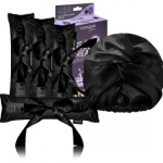 Glov Sweet Satin Dreams komplekt juustele (paelad 4tk + turban 1 tk) - Black