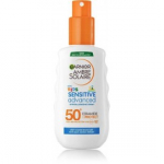 Garnier Ambre Solaire Kids Sensitive Spray SPF50 p&auml;ikesekaitsesprei lastele - 150 ml.