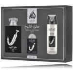 Lattafa Ishq Al Shuyukh Silver komplekt meestele ja naistele (100 ml EDP + 20 ml EDP + 200 ml deodorant-sprei) - Komplekt