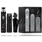 Lattafa Maahir Black Edition komplekt meestele ja naistele (100 ml EDP + 200 ml deodorant + 300 ml &otilde;huv&auml;rskendaja) - Komplekt