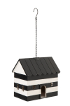 Linnumaja STRIPED WOOD, must/valge