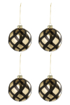 J&otilde;ulukuulid FESTIVE 4tk ruuduline klaas 10cm, kuld/must