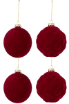 J&otilde;ulukuulid XMAS BAUBLE 4 tk suuruses L, punased sametised