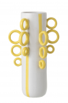 Vaas DECO RINGS keraamika, valge/kollane