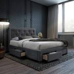 Voodi GLOSSY 160x200cm madratsiga, hall