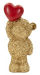 Dekoratiivkuju TEDDY BEAR s&uuml;damega, kuldne ja punane