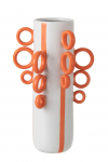 Vaas DECO RINGS keraamika, valge/oranž