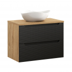 M&ouml;&ouml;blikomplekt LUXOR BLACK 80 cm + CLOUD kraanikausi, &otilde;litatud tamm/matt must