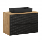 M&ouml;&ouml;blikomplekt LUXOR BLACK 90 cm + SLIM kraanikausiga, &otilde;litatud tamm/must