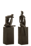 Dekoratsioonifiguur FIGURE alusel 2tk komplektis, tumepruun