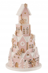 Dekoratsioon GINGERBREAD HOUSE suur, roosa/valge