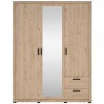 Riidekapp MIRA 3-ukseline peeglitega, hickory