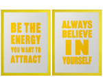 Seinapilt QUOTE ENERGY/BELIEVE 2-osaline komplekt, valge/kollane