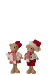 J&otilde;ulukaunistus BEAR BOY+GIRL 2 tk, valge-punane