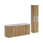 Komplekt NOA 140 cm k&otilde;rge kapiga, mattvalge/tamm