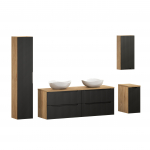 M&ouml;&ouml;blikomplekt LUXOR BLACK 160 cm + CLOUD 2tk + k&otilde;rge kapp, &otilde;litatud tamm/matt must