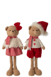 J&otilde;ulukaru dekoratsioon BEAR BOY+GIRL 2 tk, punane/valge