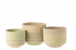Korv SEAGRASS 3tk komplekt triibuliste, naturaalne/roheline