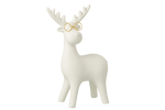 Dekoratsioon REINDEER suur prillide ja kuldsete detailidega, valge