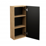 &Uuml;lemine vannitoakapp LUXOR BLACK 35 cm 1 uksega, matt must/&otilde;litatud tamm