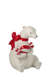 Dekoratiivkuju BEAR SIT+CANDY RES, valge/punane