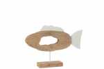 Dekoratsioon FISH ovaalne mangopuust alusel, valge/naturaalne