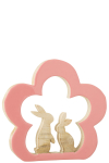 Dekoratsioon FLOWER WITH BUNNY puidust, roosa