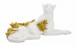 Dekoratiivne kuju LEOPARD, valge/kuldne