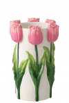 Vaas TULIP suur, valge/heleroosa