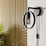 Seinavalgusti W340 1-lambiline, must