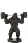 Dekoratiivfiguur GORIL WEIGHT LIFTING suur, must